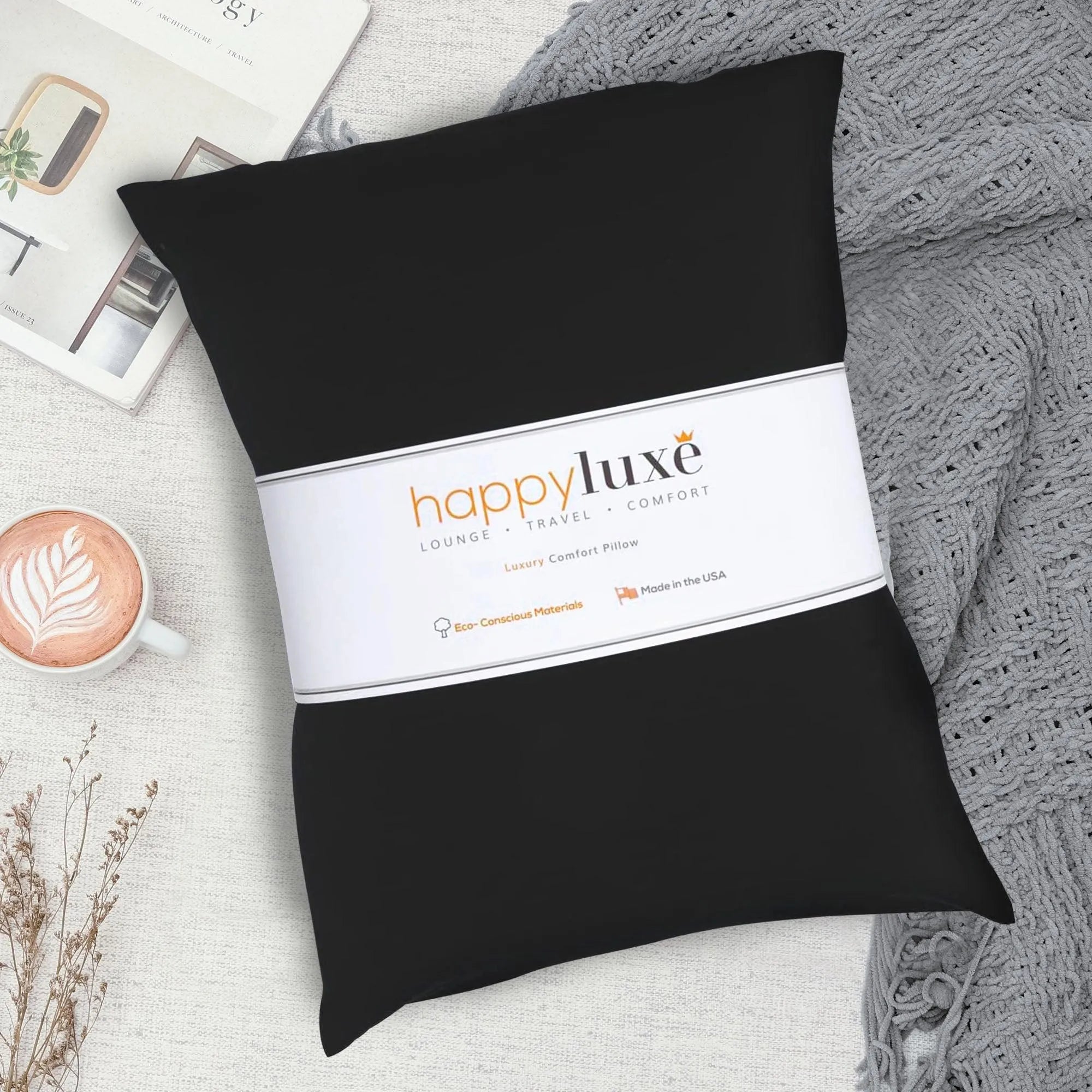 Odyssey Travel Pillow in Jet Black - HappyLuxe