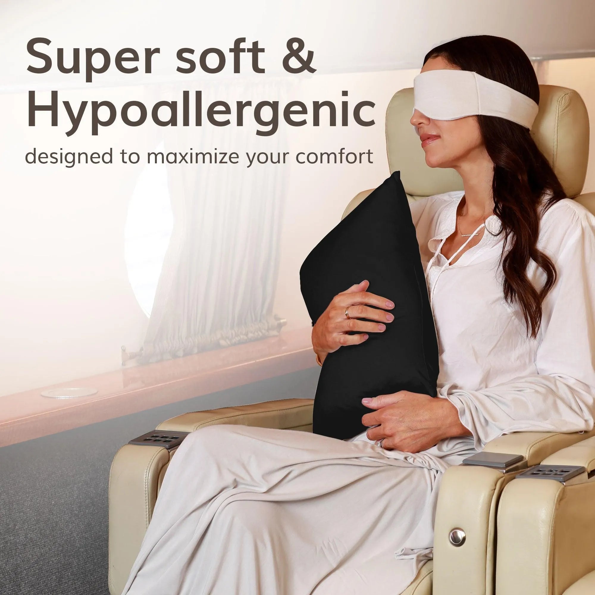 Odyssey Travel Pillow in Jet Black - HappyLuxe