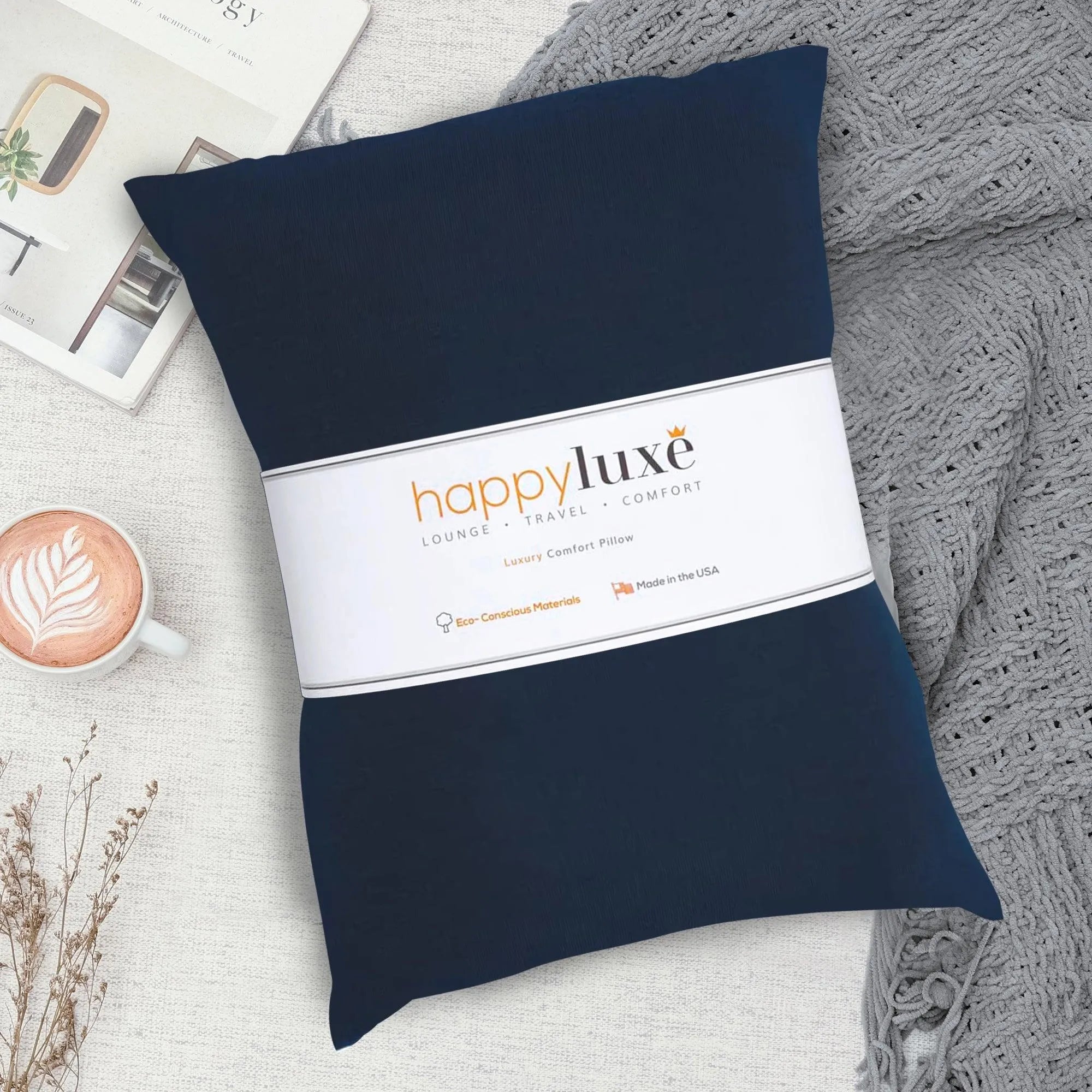 Odyssey Travel Pillow in Navy Blue - HappyLuxe