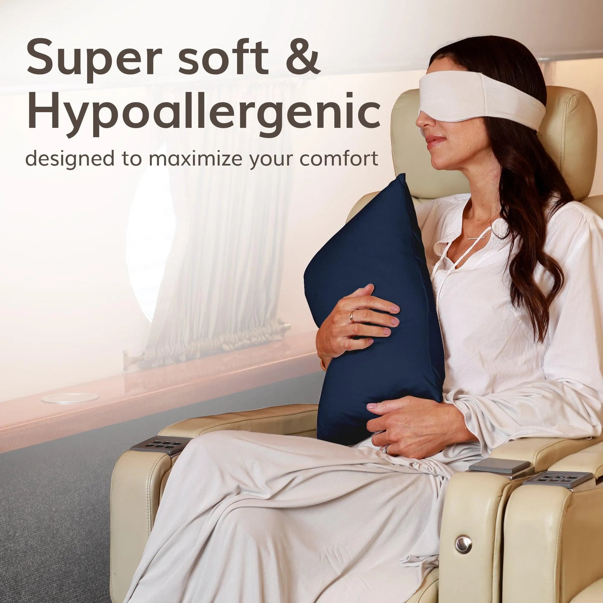 Odyssey Travel Pillow in Navy Blue - HappyLuxe