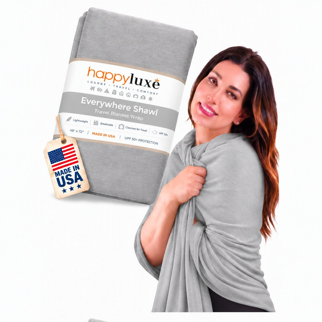 Eco Cashmere Wayfarer Travel Wrap in Heather Gray