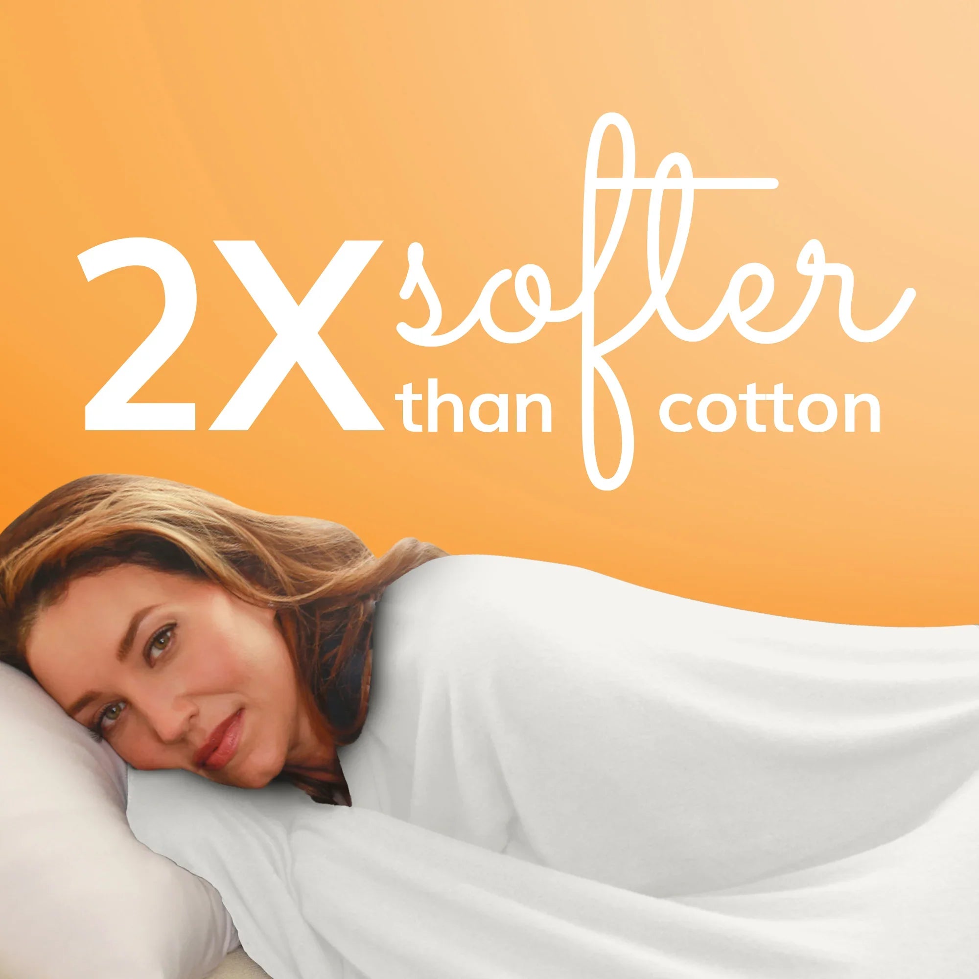 Woman resting under ultra-soft blanket, 2X softer than cotton, ideal for travel and home comfort