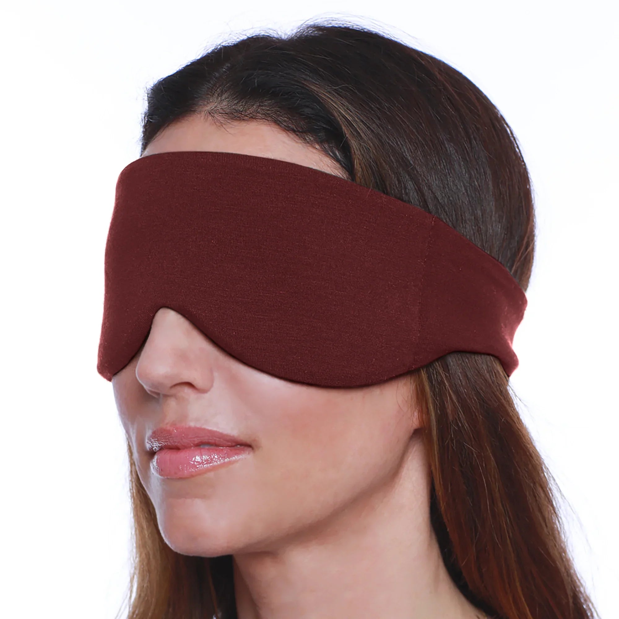 Soft burgundy sleep mask for travel and relaxation, blocks light for restful sleep