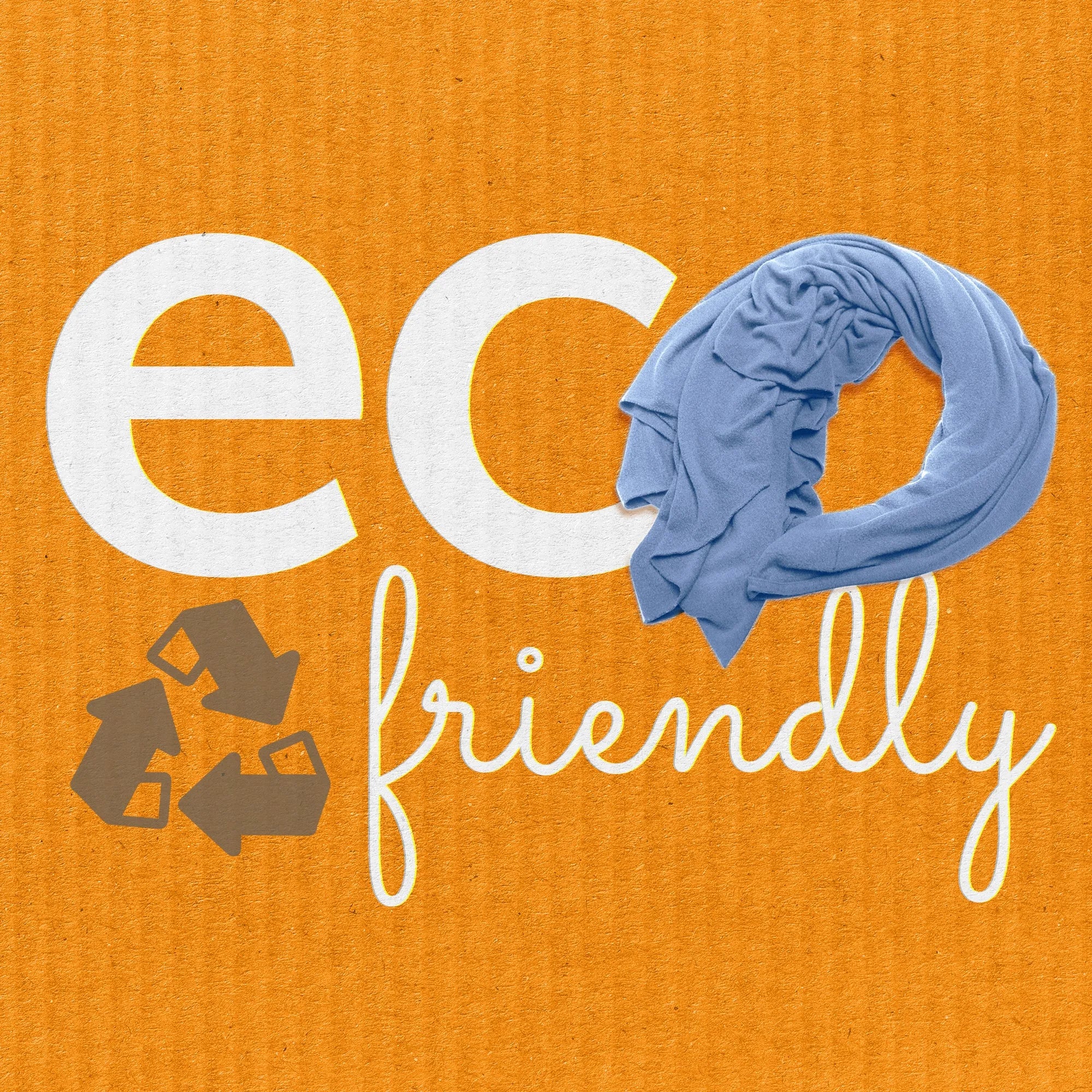 Eco friendly travel accessory with soft blue fabric on orange background, sustainable and reusable design